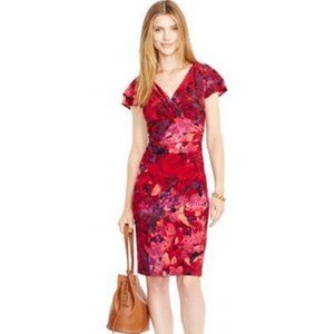 Lauren Ralph Lauren Floral Ruched Faux Wrap Dress New Size 0